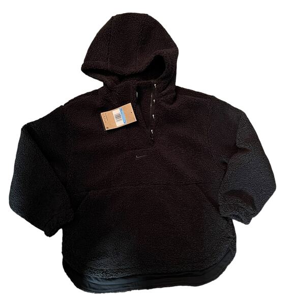 Nike Black high pile Fleece Big Kid Therma-FIT pull over jacket size medium New - Picture 2 of 7